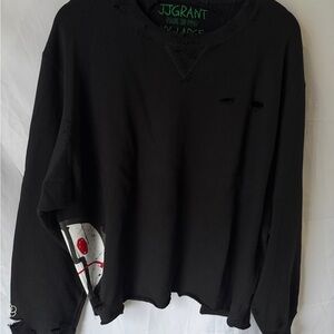 JJ Grant Black Distressed Sweatshirt